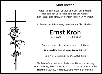 Traueranzeige von Ernst Kroh von Tageszeitung